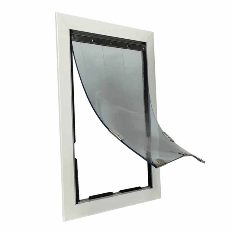 front of a 4-sided exterior professional kennel door for sale